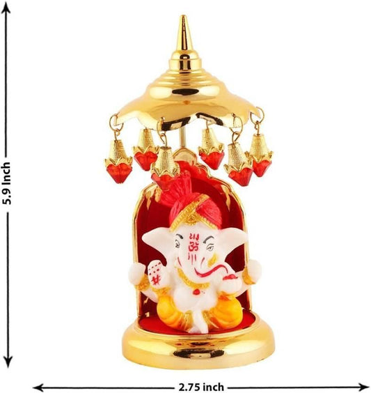 Lord Ganesha idols made of marble Decorative Showpiece - 14.986 cm (Polyresin, Multicolor)